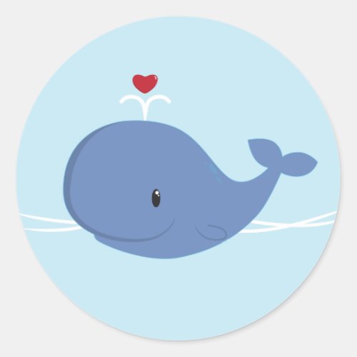 Whale love classic round sticker