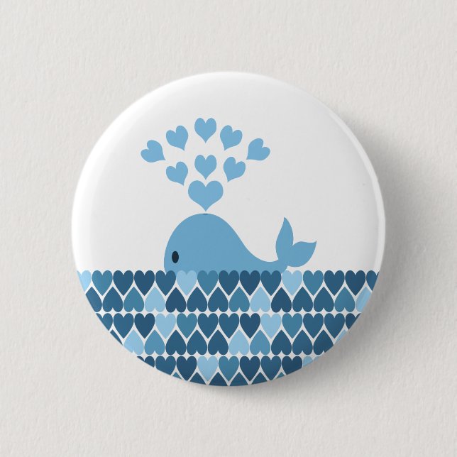 Whale Love Pinback Button (Front)