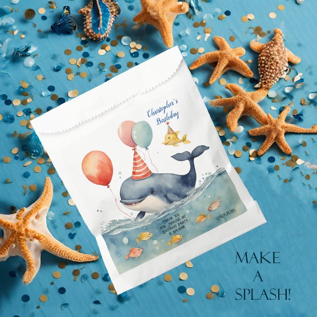 Whale Make a Splash Boys Birthday Favor Bag (Creator Uploaded)