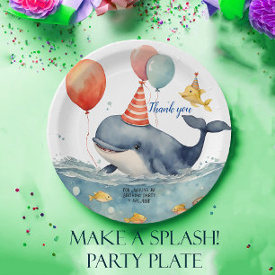 Whale Make a Splash Boys Birthday Thank You Paper Plates