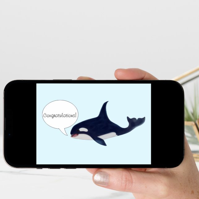 Whale Marine Biologist Graduation Congratulations Card (Front Digital)