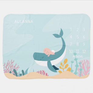 Whale Milestone Baby Blanket