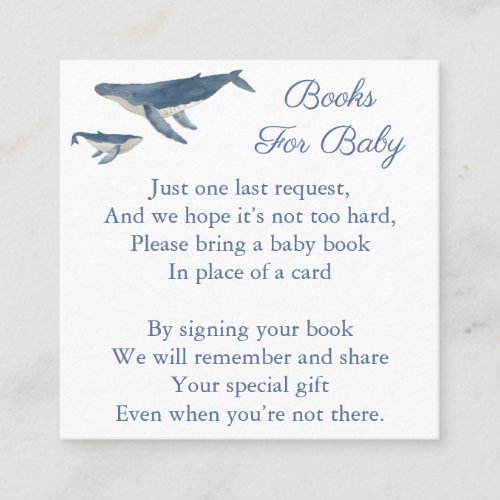 Whale Mom And Baby Book Request Baby Shower Enclosure Card