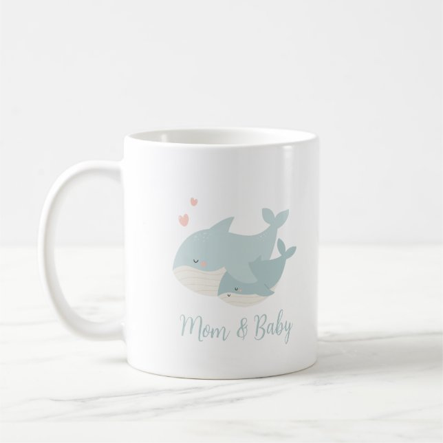 Whale Mom And Baby  Coffee Mug (Left)