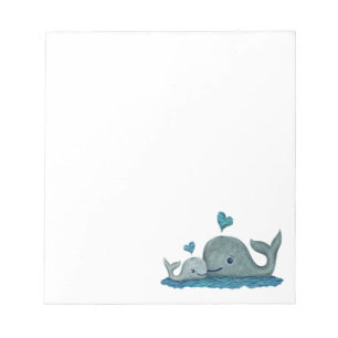 Whale Mom and Baby Swimming in the Sea Notepad