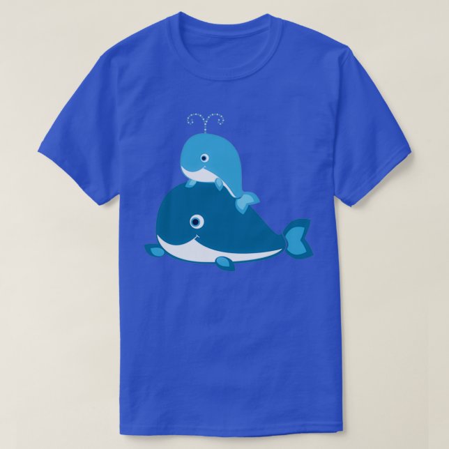 Whale Mom and Baby Whales T-Shirt (Design Front)