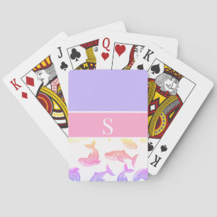 Whale monogram Ocean Sea Life Nautical Poker Cards