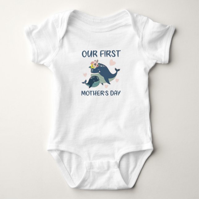 Whale Mother's Day Happy Mothers Day Gift For Mama Baby Bodysuit (Front)
