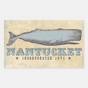 Whale Nantucket MA Inc 1671 Rectangular Sticker