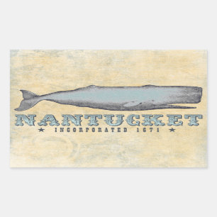 Whale Nantucket MA Inc 1671 Rectangular Sticker
