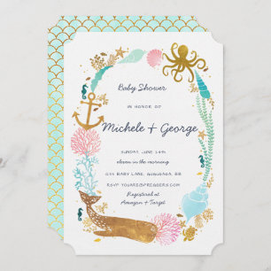 Whale Nautical Baby Shower Invitation