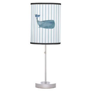 Whale Nautical Blue Stripe Coastal Table Lamp