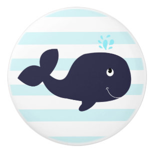 Whale Nautical Blue Whales Boys Nursery Ceramic Knob