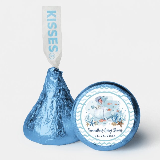 Whale Nautical Boy Baby Shower Thank You  Hershey®'s Kisses® (Front)