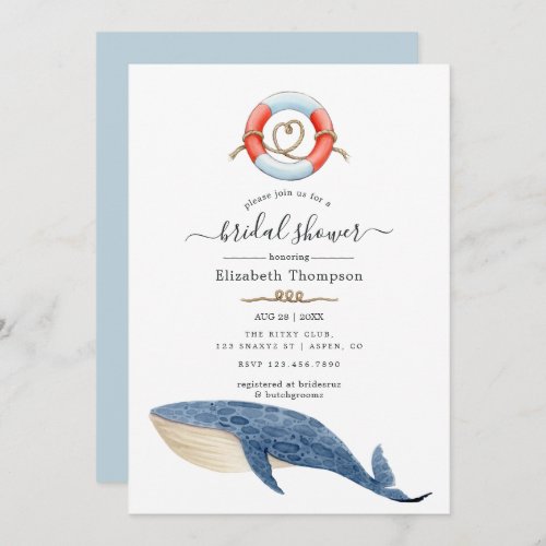 Whale Nautical Bridal Shower Invitation