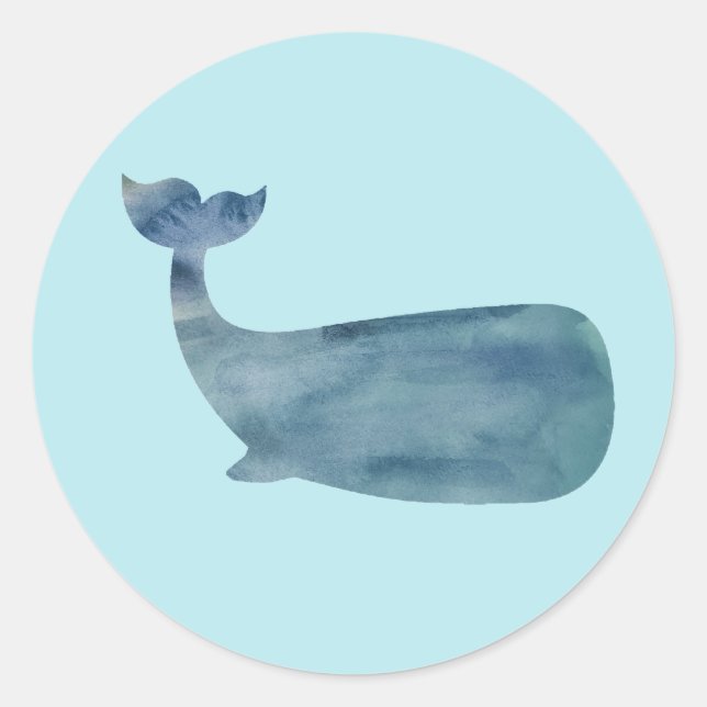 Whale Nautical Ocean Party Thank You Stickers (Front)