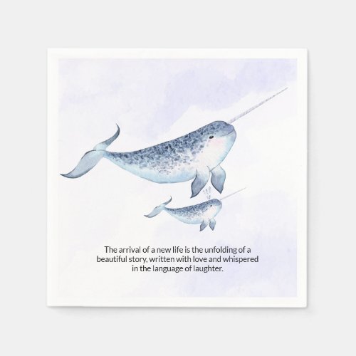 Whale Nautical Sea Blue Ocean Baby Shower Napkins