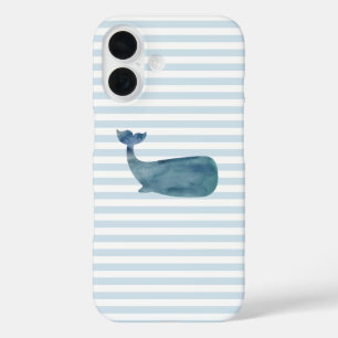 Whale Nautical Stripe iPhone 16 Case