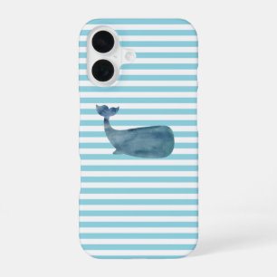 Whale Nautical Stripe iPhone 16 Case
