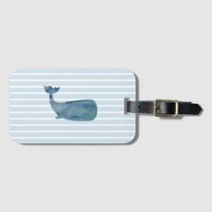 Whale Nautical Stripe Luggage Tag