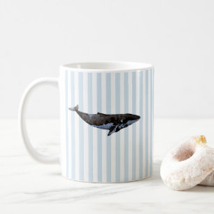 Whale Nautical Stripe Pattern Coffee Mug