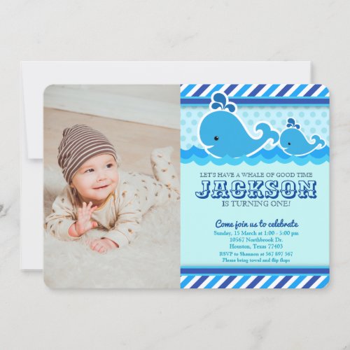 Whale Nautical Under The Sea Photo Invitation