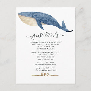 Whale Nautical Wedding Guest Details Enclosure Card