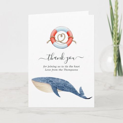 Whale Nautical Wedding Photo Thank You Card