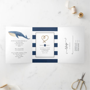 Whale Nautical Wedding Tri-Fold Invitation