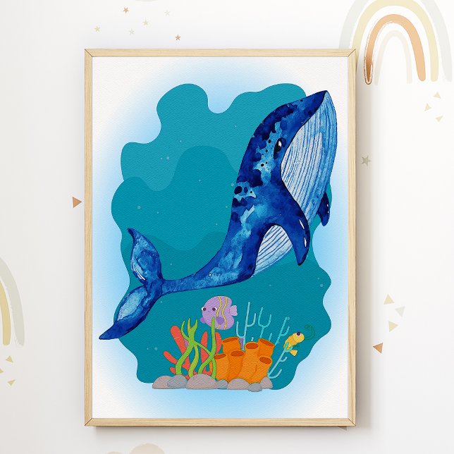 Whale Nursery Print Animal Kids Room Poster (Creator Uploaded)