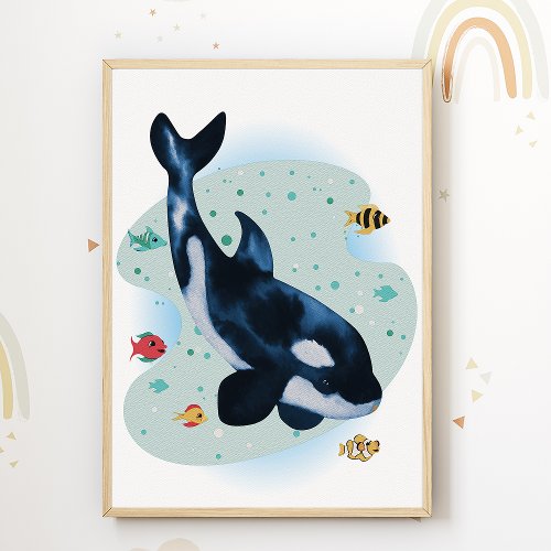Whale Nursery Print Animal Kids Room Poster