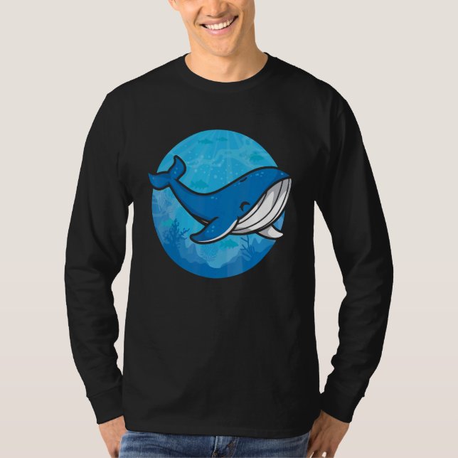 Whale Ocean Biologist Zookeeper Cute Blue Whale Se T-Shirt (Front)
