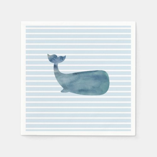 Whale Ocean Blue Stripe Paper Napkin