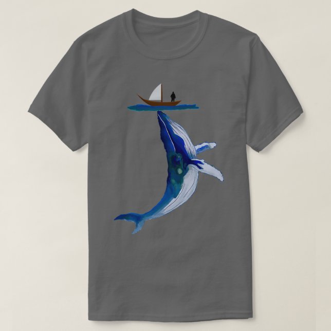 whale ocean lonely ship T-Shirt (Design Front)