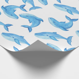 Whale Ocean Sea Water Blue Fish Birthday Wrapping Paper