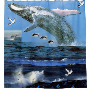 Whale ocean shower curtain