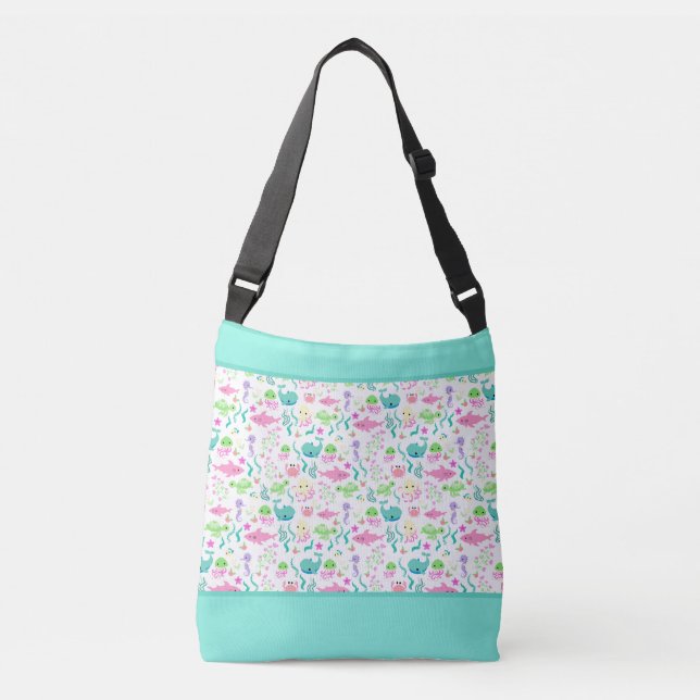 Whale Octopus Beach Fish Ocean Baby Crossbody Bag (Front)