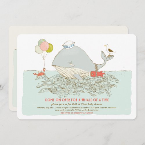 Whale of a time Baby Shower Summer Pool Party Invitation