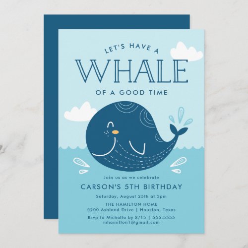 Whale of a Time  Birthday Party Invitation