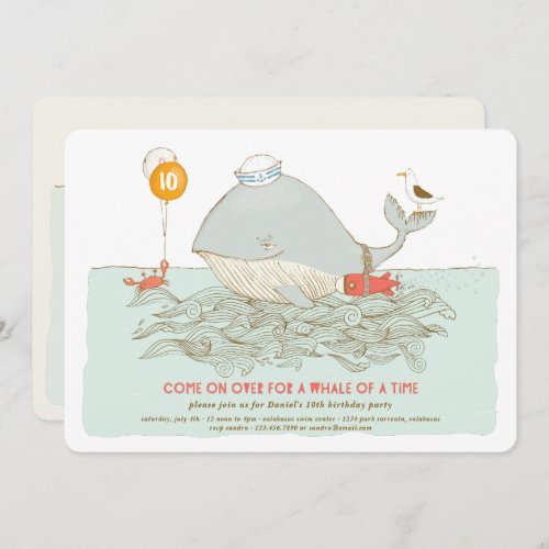 Whale of a time Birthday Pool Party Invitation
