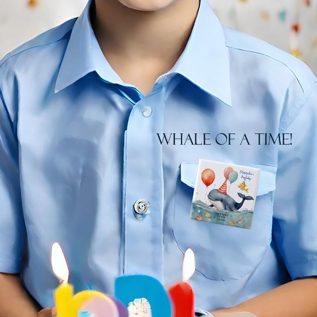 Whale of a Time Boys Birthday Personalized Button (Creator Uploaded)