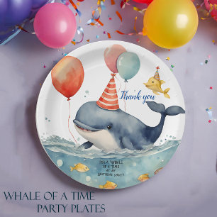 Whale of a Time Boys Birthday Thank You Paper Plates