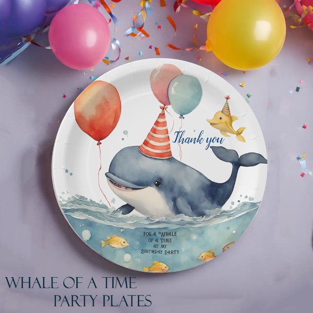 Whale of a Time Boys Birthday Thank You Paper Plates (Creator Uploaded)