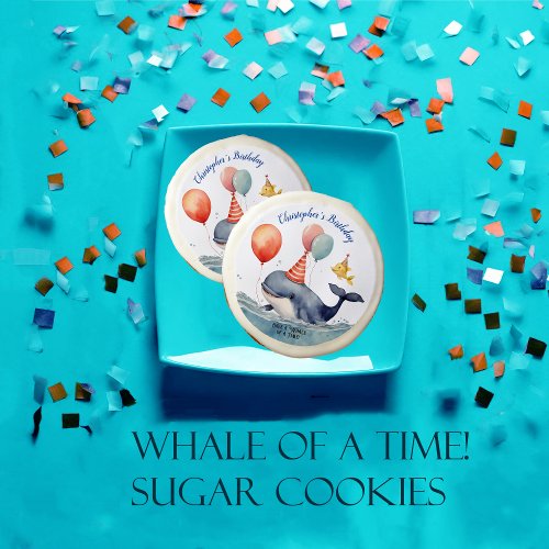 Whale of a Time Boys Custom Birthday Sugar Cookie