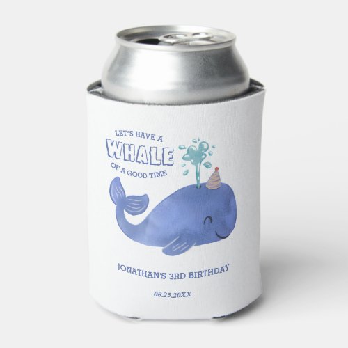 Whale Of A Time Cute Party Hat White Birthday Can Cooler