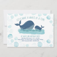 Whale of a Time Happy Ocean Whales Boys Birthday Invitation