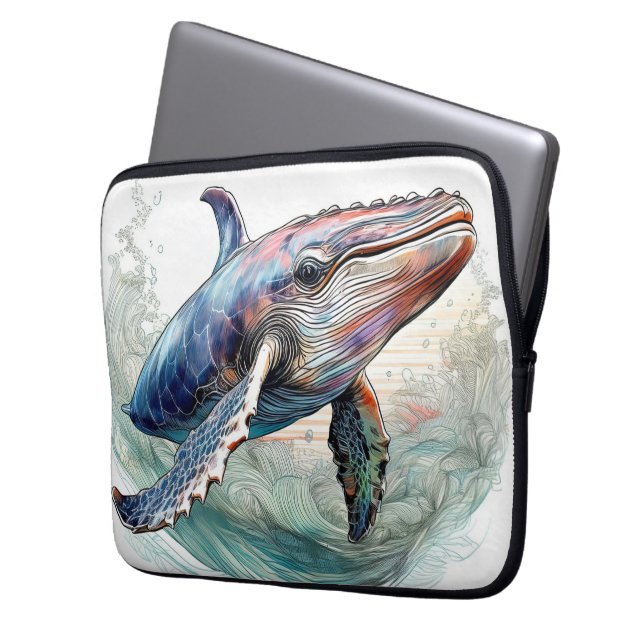 Whale of a time laptop sleeve (Front Left)