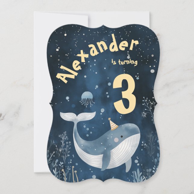 Whale of a Time Ocean Kids Birthday Invitation (Front)
