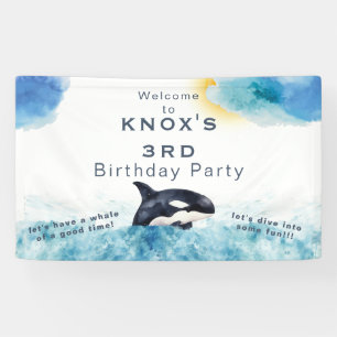 Whale of a Time Orca Birthday Party Welcome Banner