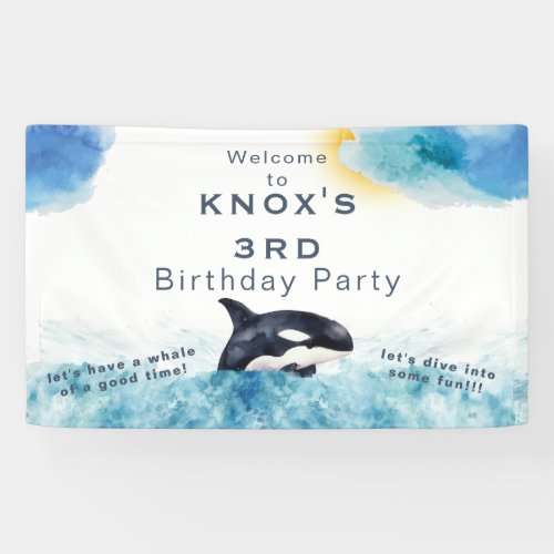 Whale of a Time Orca Birthday Party Welcome Banner
